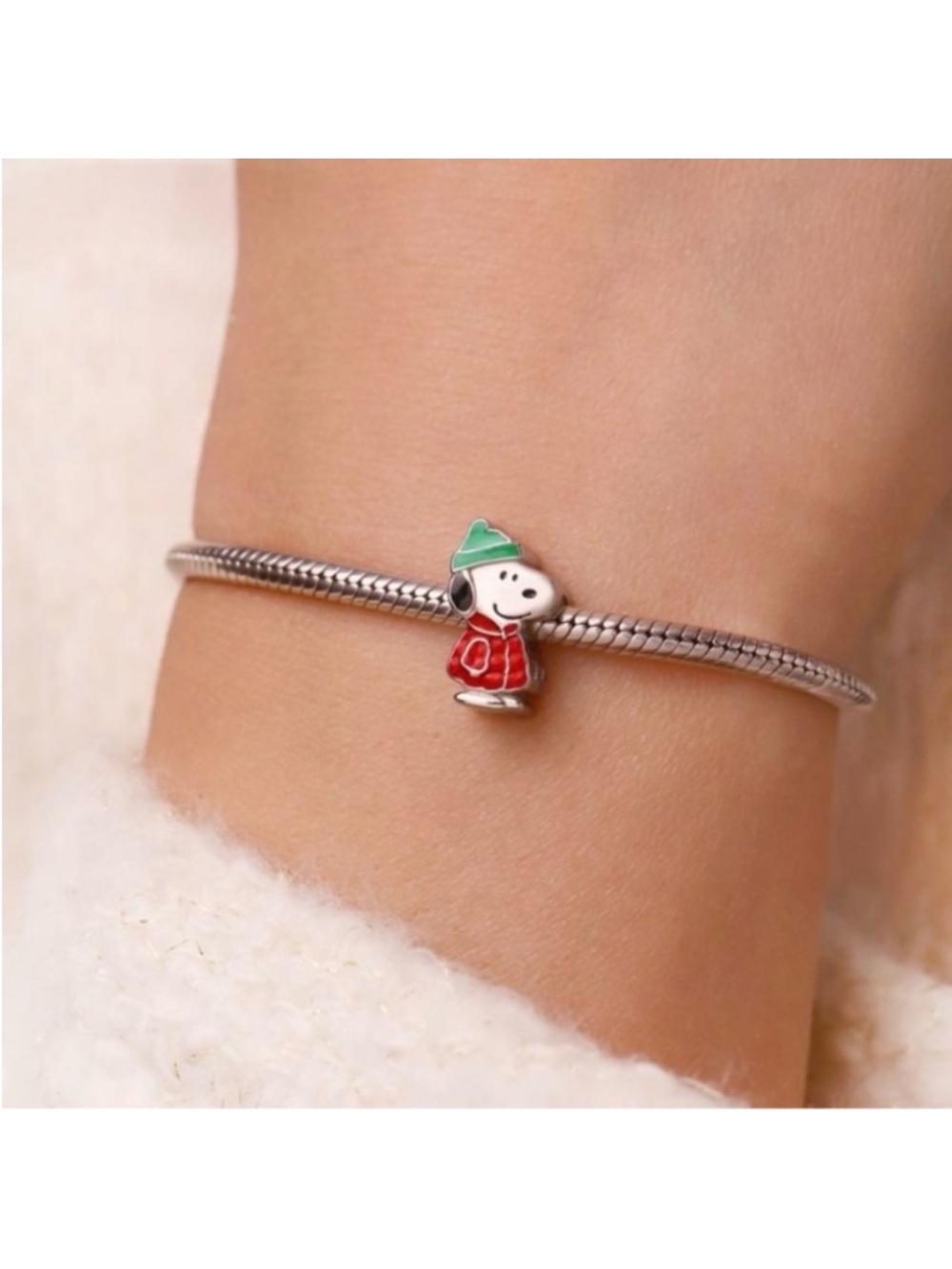 Peanuts Silver Snoopy Charm Christmas for charm bracelets